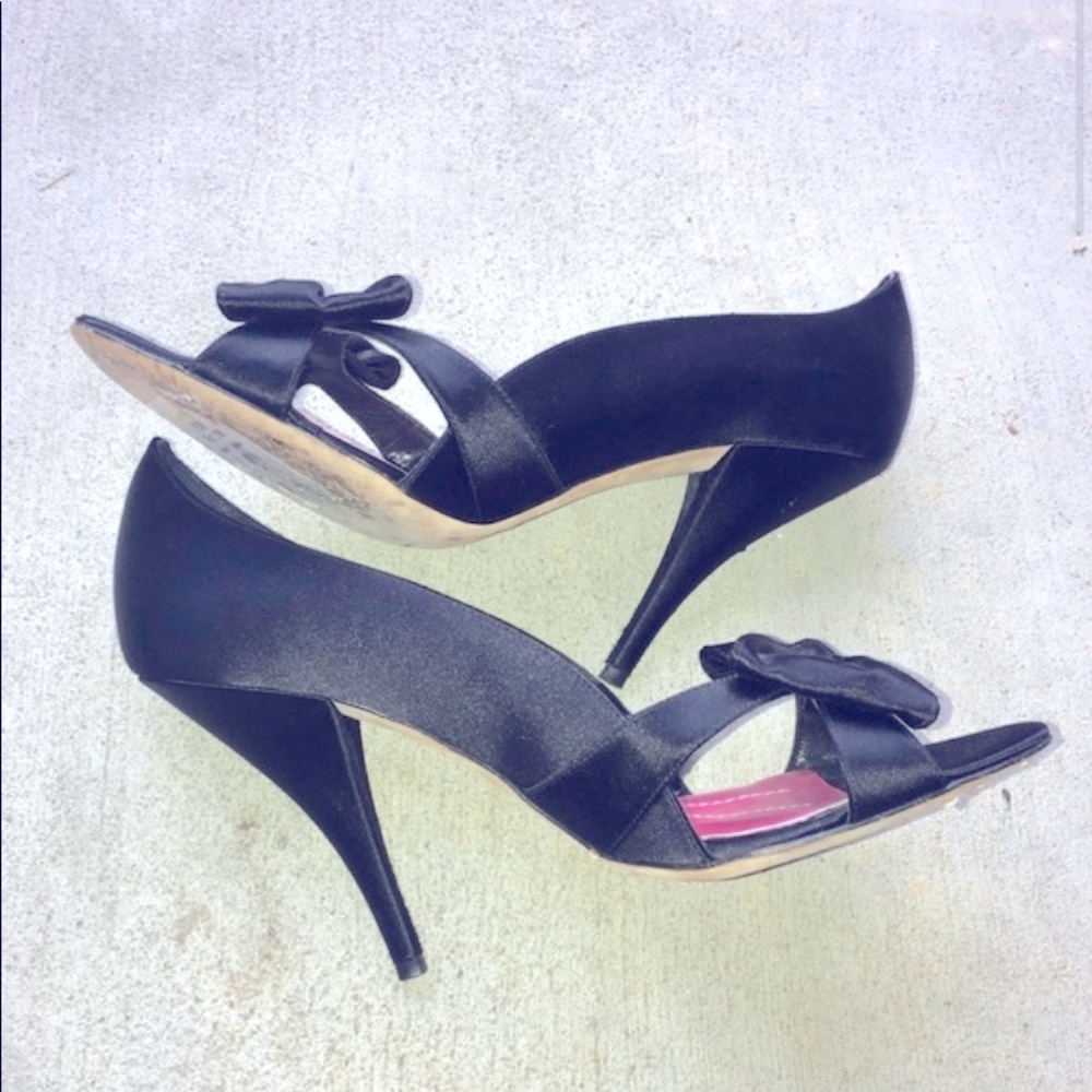 Kate Spade Black Satin Bow Heels